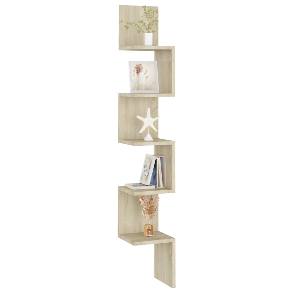 NNEVL Wall Corner Shelf Sonoma Oak 20x20x127.5 cm Engineered Wood