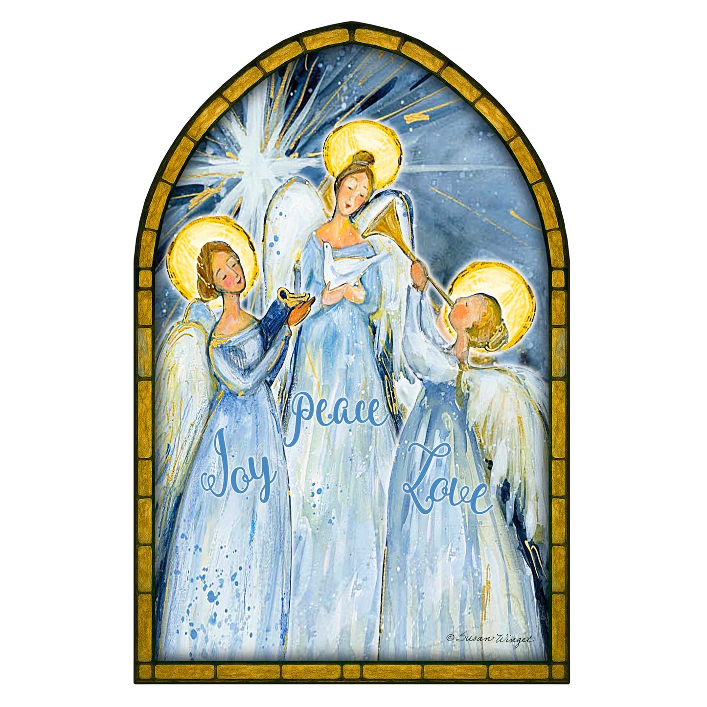 Handcrafted Wooden Joy Peace Love Door Hanger – Rustic Christmas Holiday Decoration for Front Door by G. DeBrekht - Christmas Decor – 8652833H