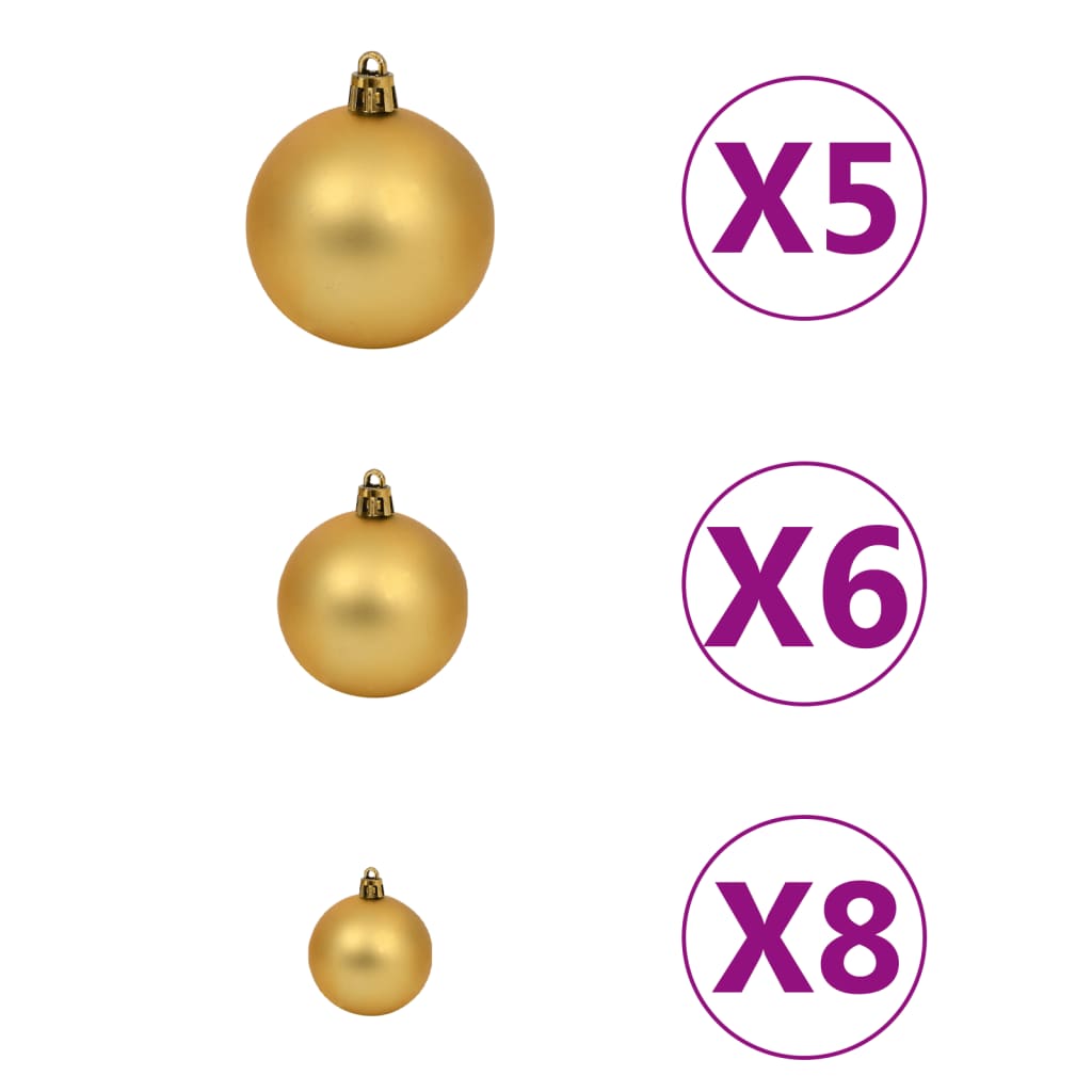 vidaXL Christmas Decoration Ball Set with Peak Holiday Xmas Tree with LEDs