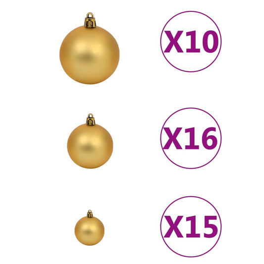 vidaXL Christmas Decoration Ball Set with Peak Holiday Xmas Tree with LEDs