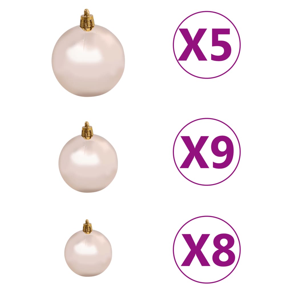 vidaXL Christmas Decoration Ball Set with Peak Holiday Xmas Tree with LEDs