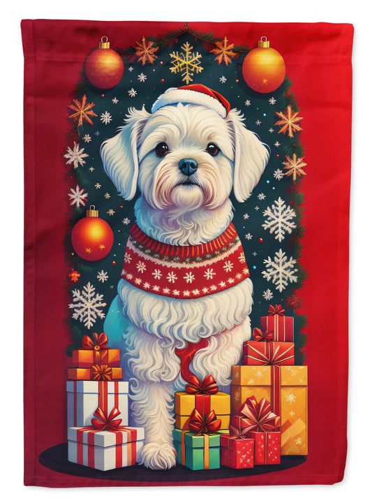 Maltese Holiday Christmas Garden Flag