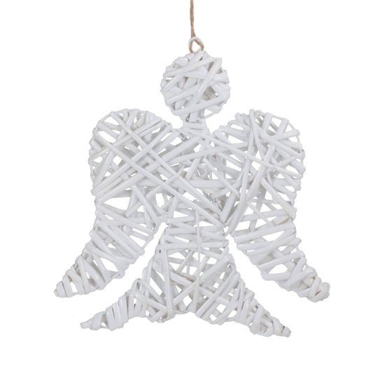 White Angel Wicker Hanging Christmas Decoration