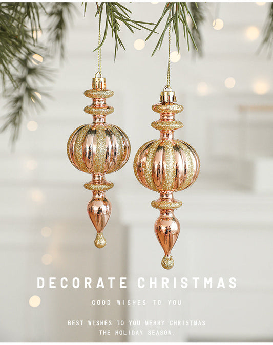 NNEDSZ Set of 10 Christmas Ornaments -Gold & Rose Gold Holiday Tree Decorations