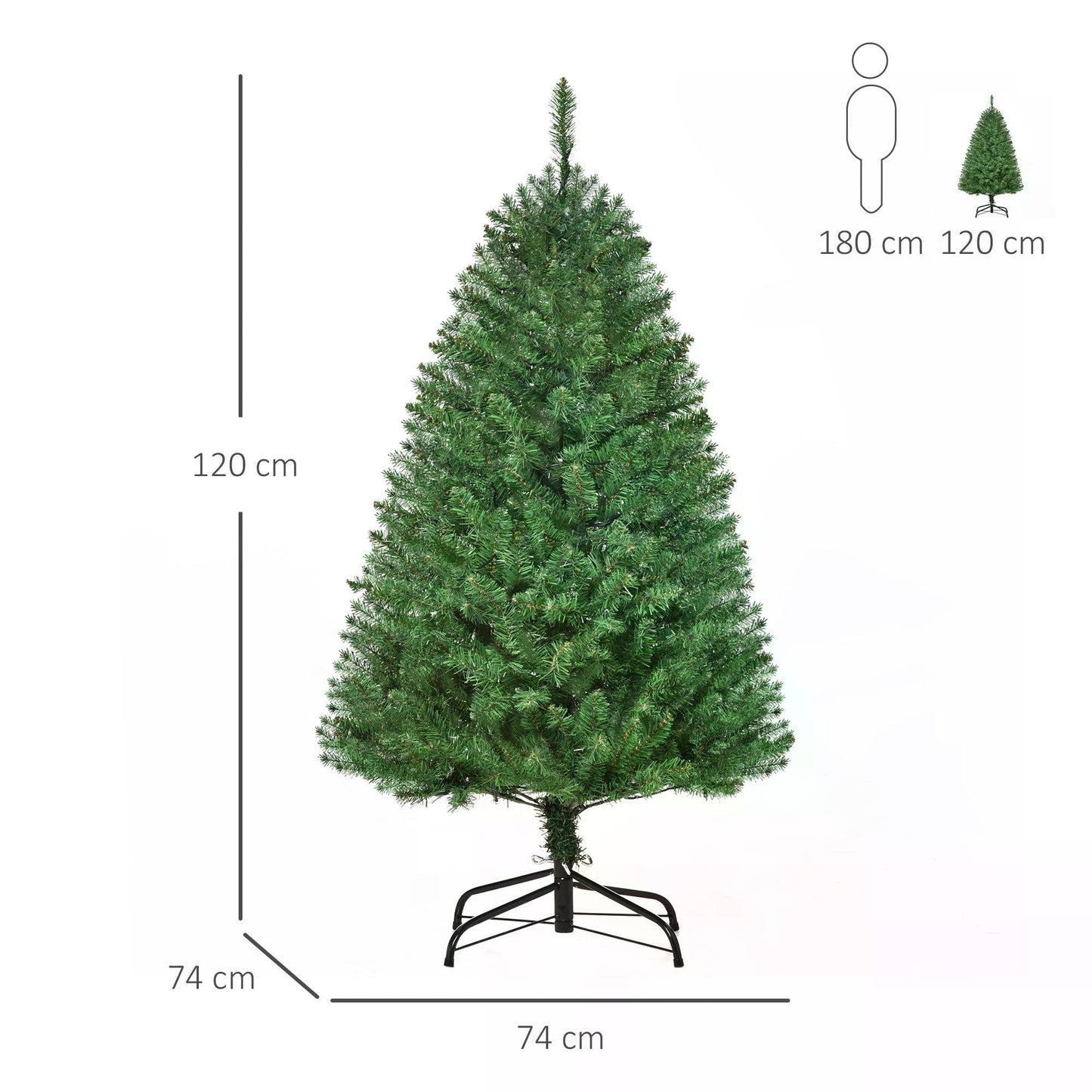 4 Feet Prelit Artificial Christmas Tree Warm White LED Light Holiday Home Xmas Decoration, Green