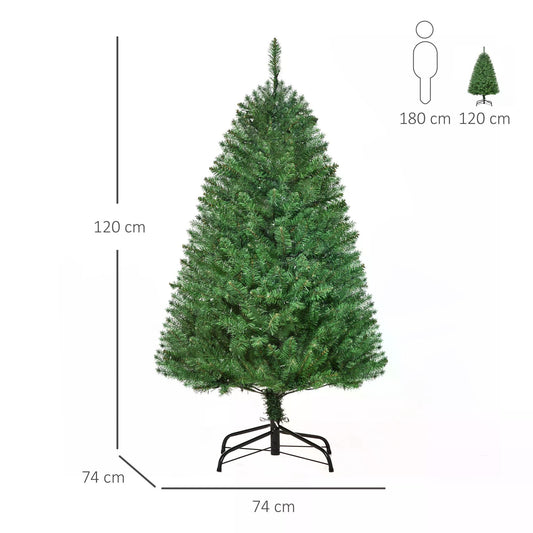 4 Feet Prelit Artificial Christmas Tree Warm White LED Light Holiday Home Xmas Decoration, Green