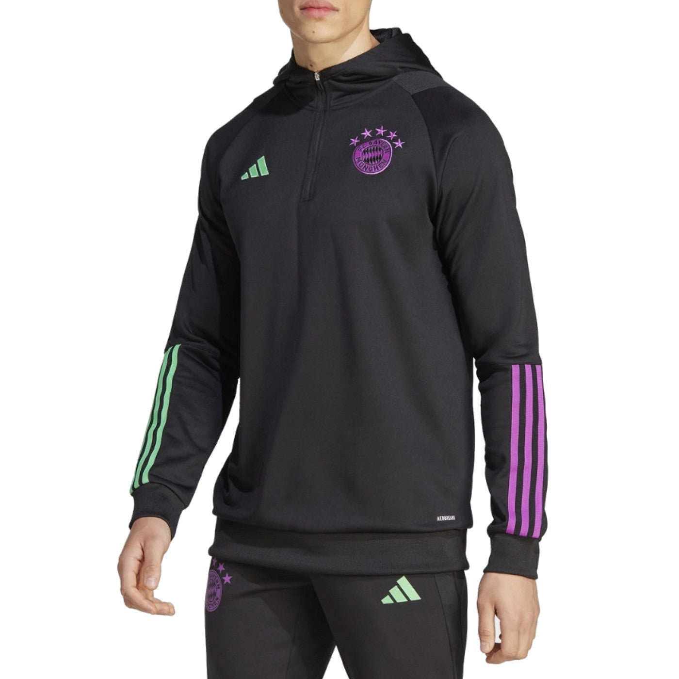 Bayern Munich black hooded training technical tracksuit 2023/24 - Adidas