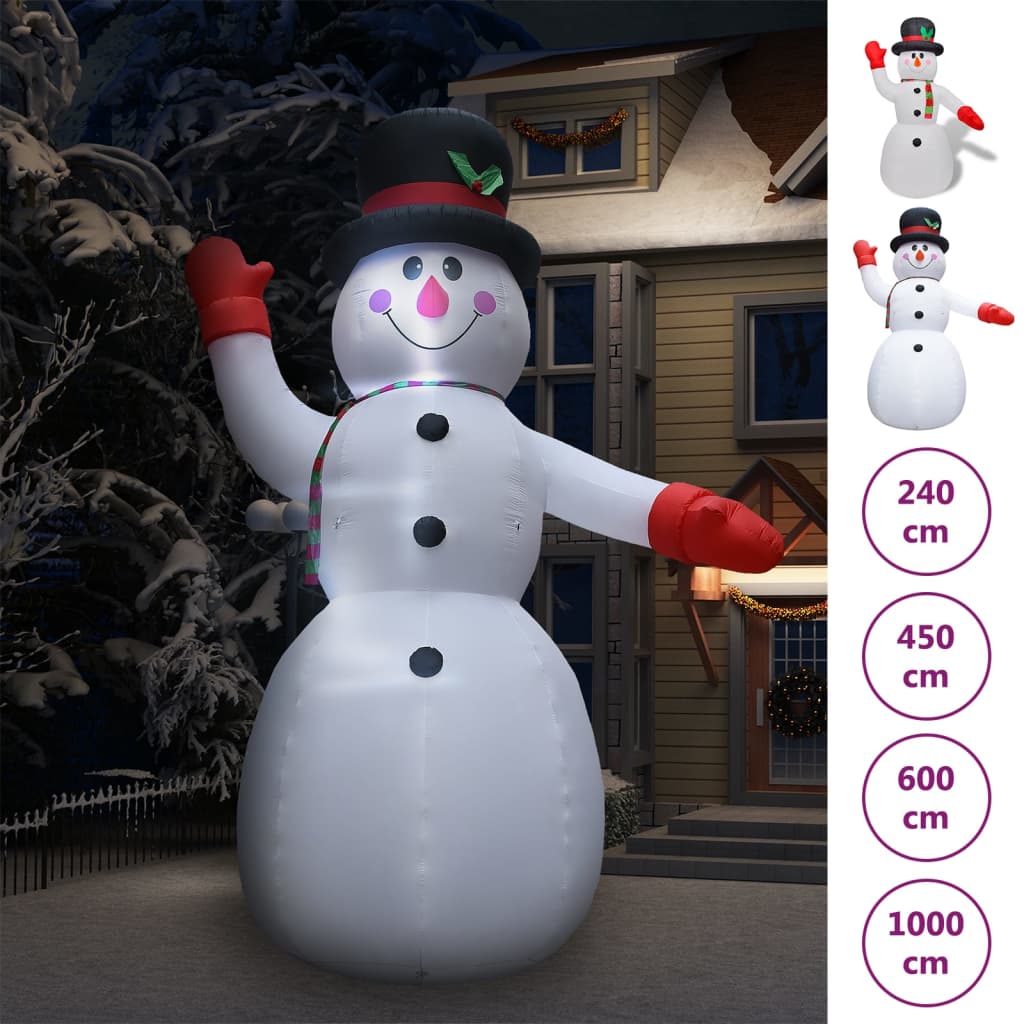 vidaXL Christmas Decoration Holiday Xmas Inflatable Snowman with LEDs IP44 XXL